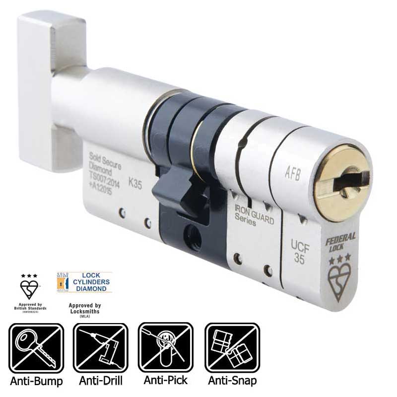 XBS 3* TS007 Security Cylinder 50/50 Thumbturn