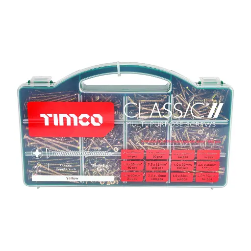 [CLASSICTRAY] Classic Multi-Purpose Screws - Mixed Tray - PZ - Double Countersunk - Yellow